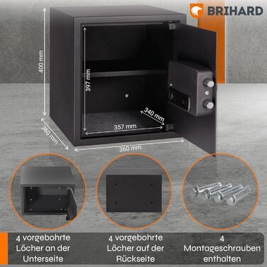 Сейф цифровий LCD для дому та офісу сталевий 20л (25x35x25 см) з вогнестійкою кишенею для документів, грошей та цінностей