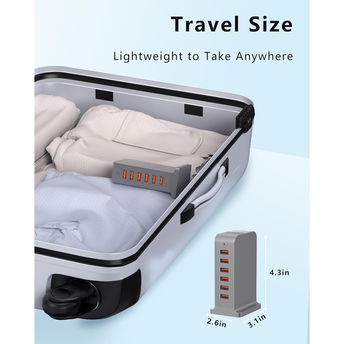 Зарядний пристрій USB мережевий 6 портів 25W/50W для iPhone, Samsung, LG, Huawei та інших (Чорний/Сірий)