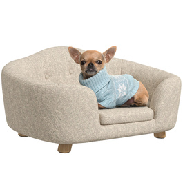 PawHut dog sofa back pocket, plush cover with cushion, cat bed, suitable for small dogs, puppies, 70 x 47 x 30 cm, cream white | Aosom