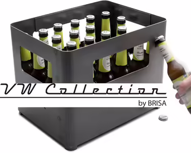BRISA VW Collection - Volkswagen Fire Basket Grill Bowl made of Corten steel in beverage crate form Multifunctional (Black/Corten steel)
