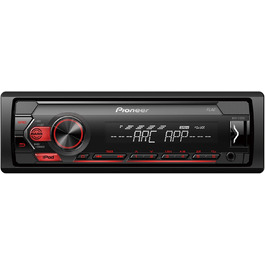 Автомагнітола Pioneer MVH-S120UI 1-DIN з RDS, USB, AUX, підтримкою Android та iPhone, чорна/червона