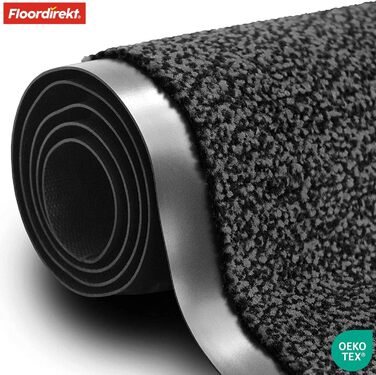Килимок для підлоги Floordirekt Rhine - миючий, з високою зносостійкістю, з антиковзким покриттям - килимок для вхідної зони (Sparrow), колір антрацитовий (меланж), 80 x 120 см