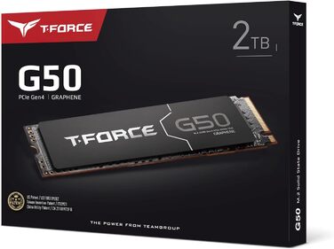 TEAMGROUP T-Force G50 2TB NVMe SSD PCIe Gen4x4 з 3D TLC NAND, SLC-кешуванням та графеним охолодженням для геймінгу (5000/4500 MB/s)