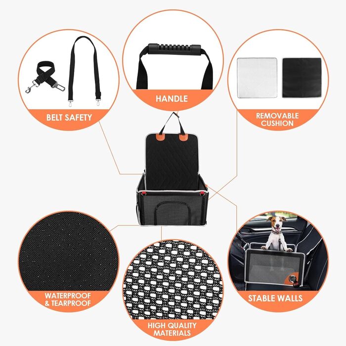 Автокрісло для собак - комфортне та дихаюче, для маленьких та середніх порід