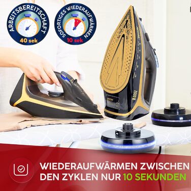 Пароочисник MPM MZE-26 бездротовий з керамічною підошвою, 2600 Вт - Anti-Drip, Self-Clean, LED-дисплей, 2 режими, з/без кабелю