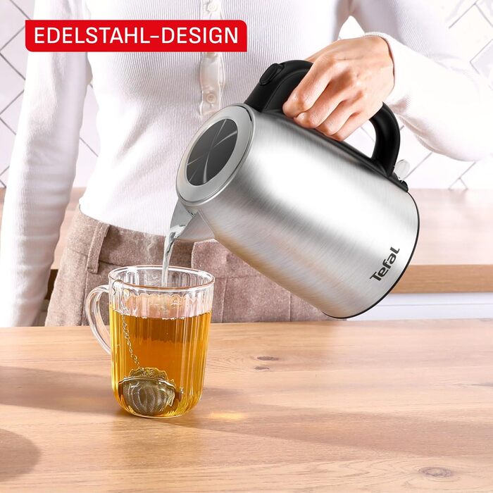 Електричний чайник Tefal KI1R0DE0 зі сталі, 1.7 л, 2200 Вт, з автоматичним вимкненням та фільтром від накипу