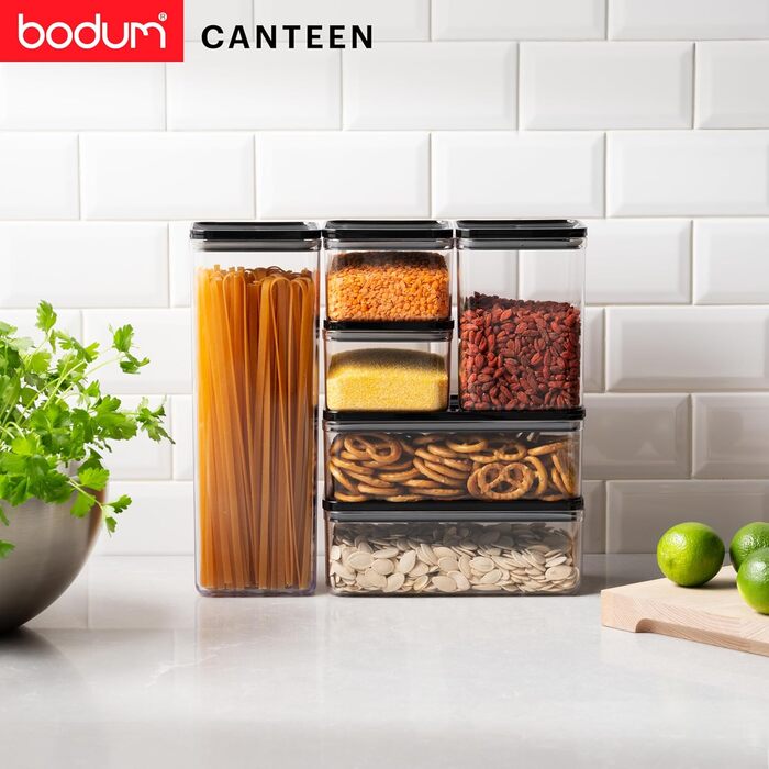 Набір контейнерів для зберігання Bodum CANTEEN 12 шт. з чорними кришками, BPA-free, для мийки в посудомийній машині, прозорі, штабельовані