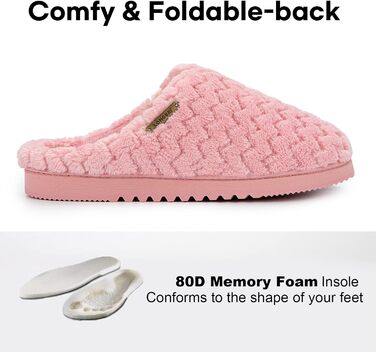 Домашні тапочки LongBay для жінок з піною Memory Foam та плюшем, неслизькі, 36/37 EU, рожеві