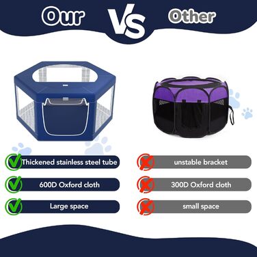 Шестигранний вольєр для собак, 114 см, м'який вольєр для цуценят з тканини 600D Oxford, стабільна конструкція з товстих нержавіючих труб, 65,6 см висота, вольєр для собак та дрібних тварин, колір: морська хвиля