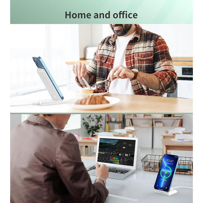 Бездротова зарядка з підставкою для смартфонів iPhone, Samsung, Google. Швидка індуктивна зарядка для телефонів.