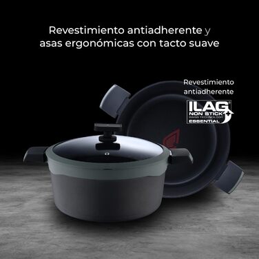 Каструля MasterPRO Gastro Reeco 16/8 см з кришкою | Heatdot | Алюміній з переробленого матеріалу | Антипригарне покриття | М'яка ручка | Для всіх типів плит