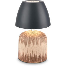 LED лампа BRILONER настільна бездротова IP44 з торканням, регульована яскравість, керамічний цоколь, нічник, лампа для читання, декоративна лампа, настільна лампа, акумуляторна лампа, для вулиці, 13,5x22 см, (антрацит-дерево)