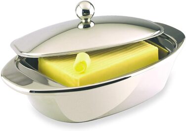 Grunwerg BD-001DW Double-Walled Butter Dish, Stainless Steel, Silver