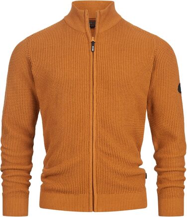 Чоловіча в'язана жилетка Indicode INayton зі стійким коміром та блискавкою | Кардіган з тонкого в'язання для чоловіків (M, Карамель)