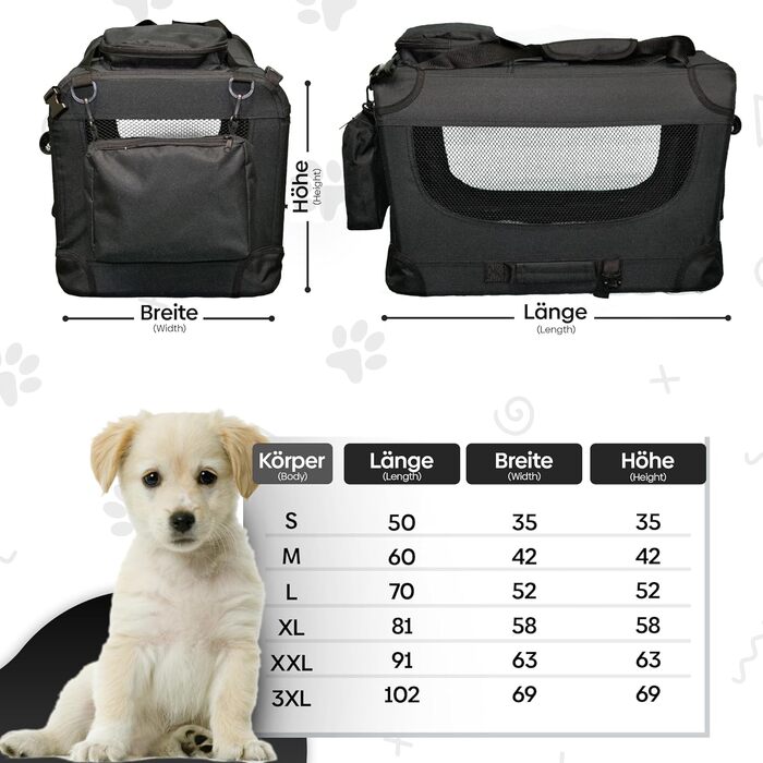 Транспортна переноска для собак та котів DEFACTO, XXL, 91x63x63 см, чорна