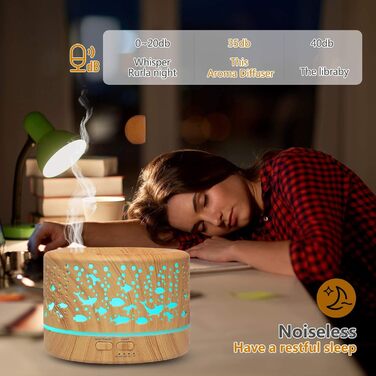 Аромадифузор Hianjoo 700мл з таймером, ультразвуковий, LED, 7 кольорів, для офісу, йоги, спа, спальні - світле дерево