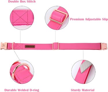 Елегантний поводок та нашийник для собак з натуральної шкіри - міцний нашийник для собак на осінь, регульований для маленьких собак, рожево-рожевий (1 шт.)