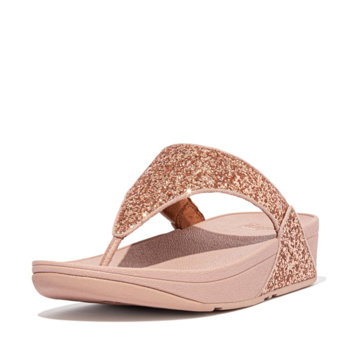 Шльопанці жіночі FitFlop Lulu Glitter рожево-золотисті, з підтримкою стопи 40 EU