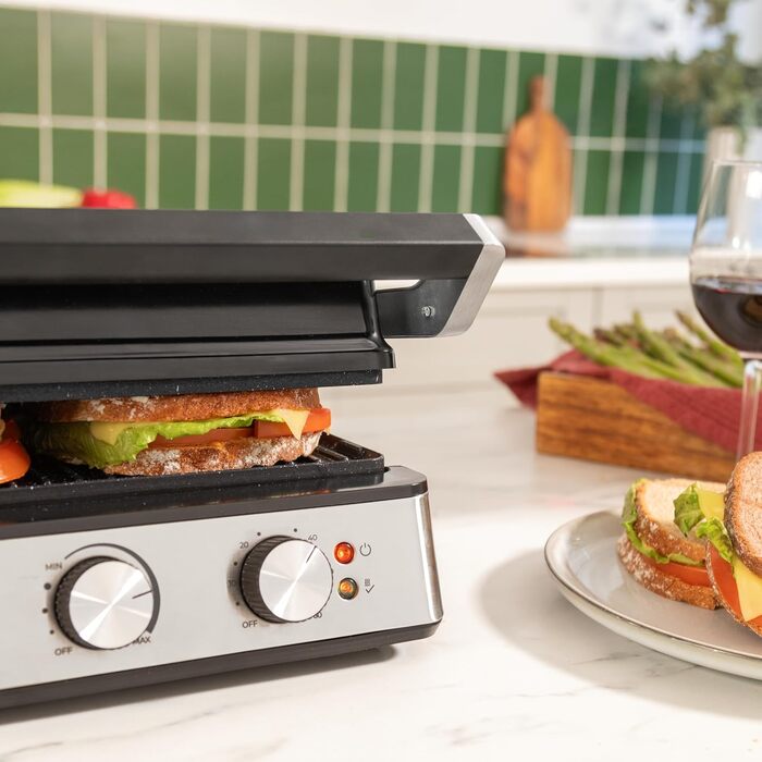 Cecotec Rock'nGrill Blaze Electric Grill. 2400W, RockStone coating, Easy cleaning, 180º opening, BPA-free, Grilling surface 29x23 cm, Adjustable temperature 2400 W | Blaze