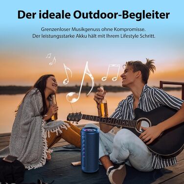 Bluetooth колонка 2026 з RGB підсвіткою, портативна водонепроникна (IPX7) колонка Bluetooth 5.4 з мікрофоном для подорожей, саду та активного відпочинку (Синій)
