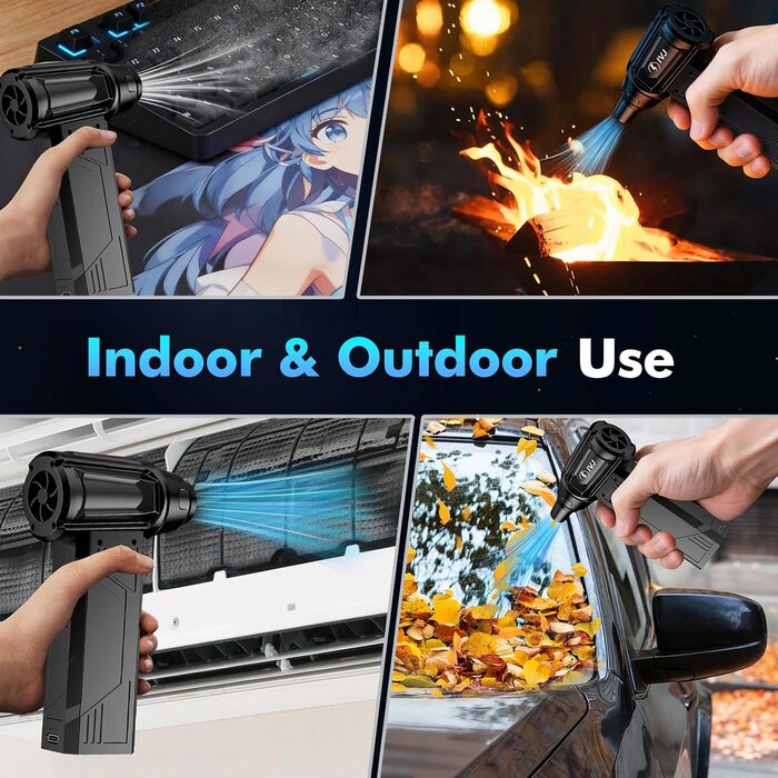 Електричний пилосос IVJ BL08: 4-ступеневий, 180000 об/хв, з акумулятором 10000mAh, USB, для чищення ноутбука, клавіатури, авто та офісної техніки