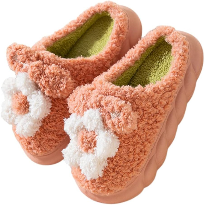 Жіночі та чоловічі халапи STAR FIRE з плюшу, з квітковим декором, антиковзаючі, теплі зимові халапи для дому, бавовна, розмір 40/41 EU, червона шкіра