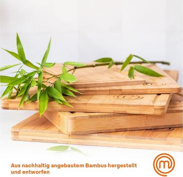 Набір дерев'яних обробних дощок MasterChef: великий (38x27.5 см), середній (34x23.5 см), маленький (23x15 см) з жолобом для соку, 3 шт.