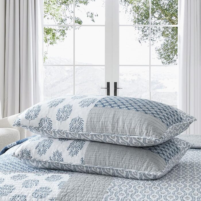 Комплект постільної білизни Finlonte Quilt Twin (1.5), блакитно-сірий-білий, 2-х частинний, 183x218 см