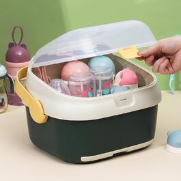 Сушарка-органайзер для дитячих пляшечок plplaaoo із кришкою та обертовою вентиляцією, зелена, велика коробка для зберігання пляшечок для годування