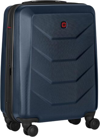 WENGER Pryo Hard Shell Suitcase with 4 Wheels, Trolley, Medium, 59 (67) L, Security Lock, for Men, Travel Vacation, 612537 (Blue, Carry-On)
