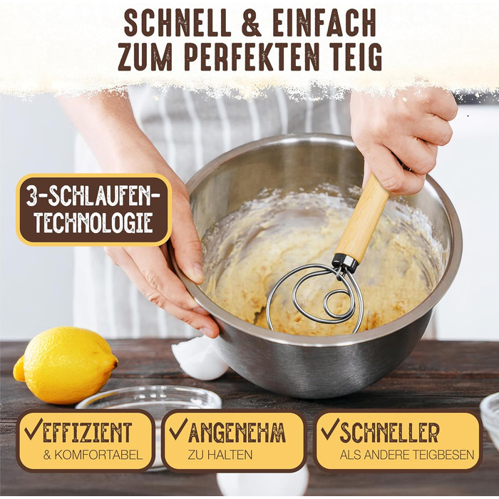 Датський віск для тіста: ідеальний тісто для випічки - високоякісний віск для тіста як аксесуар для випічки хліба - мішалка для тіста, тістоміс, датський віск як аксесуар для випічки хліба