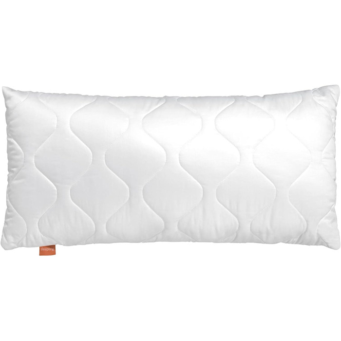sleepling Basic 300 Pillow, 40 x 80 cm, pillow made of 100% cotton satin, adjustable height, size guarantee, fill amount guarantee, 60 degrees, Ökotex 100, white 1 40 x 80 cm