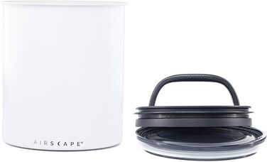 Airscape Coffee Storage Canister (1.1 kg dry beans) – large kilogram-sized container, patented airtight lid presses air out to preserve food freshness (white)