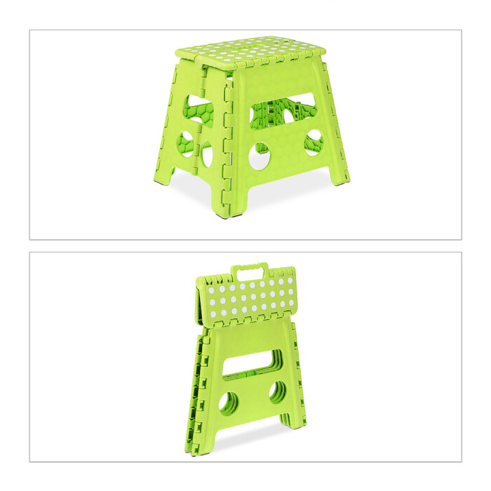 Relaxdays Folding Stool - Portable Green