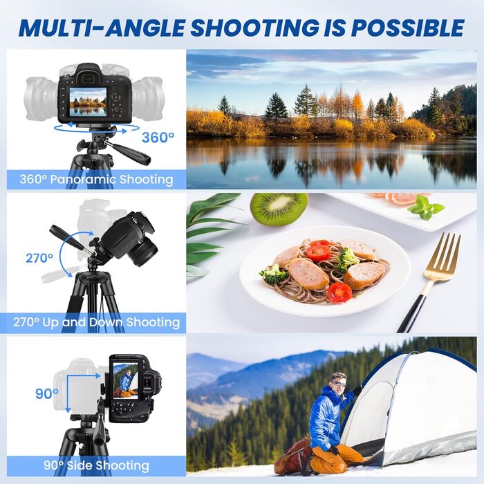 Штатив Victiv 162 см: розширюваний штатив з пультом для iPhone/Samsung/Huawei, для смартфонів та легких камер, 3-х стороння головка