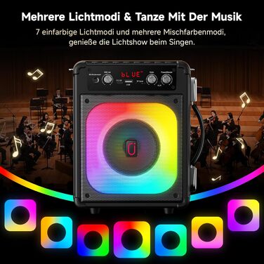 Караоке машина з 2 мікрофонами, портативна караоке система з бездротовими мікрофонами, Bluetooth колонка з LED-підсвіткою для дорослих та дітей, TX06 -NEW
