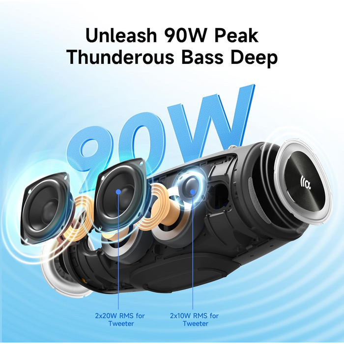 TAZATA Bluetooth колонка портативна 90W з Power Bank, USB, водонепроникна для вечірок, пляжу, басейну