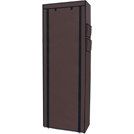 INTIRILIFE Folding Wardrobe 170x58x28 cm - with Zipper Fabric Wardrobe, Clothes Closet, Shoe Rack with 9 Storage Compartments - Camping Storage Box, Textile Wardrobe (Cocoa Brown)