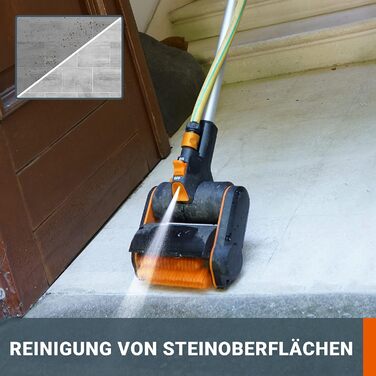 WORX WG441E.9 20V Cordless Multi-Brush - multifunctional surface brush for cleaning stone & wood surfaces & removing weeds - integrated water connection - PowerShare compatible - without battery & charger (includes 4Ah battery & charger)