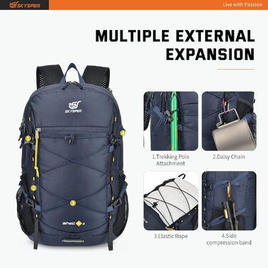 SKYSPER ISHELL 30 Foldable Backpack 30L Ultra-light Daypack Packable Daypack Waterproof Hiking Backpack Travel Backpack for Camping Outdoor Hiking Travel (Ishell30-navy blue)