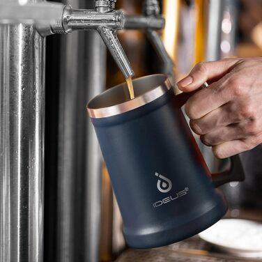 Термокружка для пива Ideus® з нержавіючої сталі, 710 мл, 34oz, для Октоберфесту (Морська блакить)