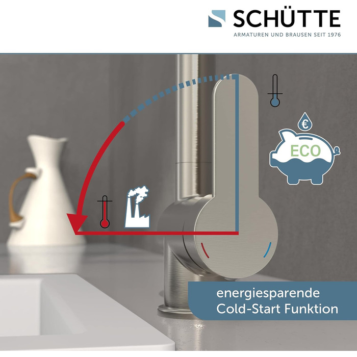 Змішувач кухонний SCHÜTTE RIO 360° з високим виливом, нержавіюча сталь, для однієї/двох раковин