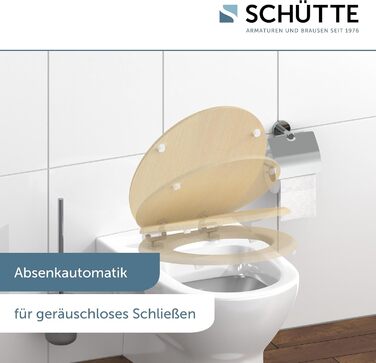 Кришка для унітаза SCHÜTTE з системою повільного закривання (мікроліфт), матеріал MDF, витримує до 175 кг, сучасний дизайн