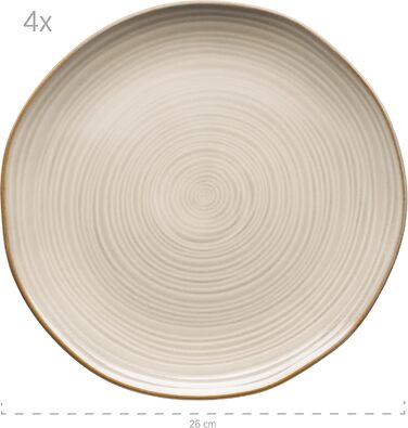MÄSER 931371 Nottingham Vintage Dinner Set for 4 people, 8-piece tableware set with dinner plates and soup plates in an irregularly round retro look, stoneware, beige