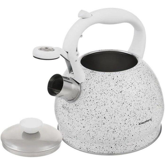 Чайник з нержавіючої сталі Klausberg з свистком, 2 літри, KB-7320 (білий)