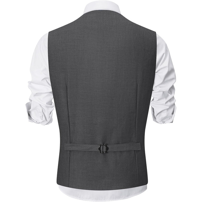 Жилет чоловічий Weste Herren однобортний Slim Fit V-подібний виріз, однотонний для весілля, темно-сірий, розмір 3XL