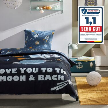 Дитяча постільна брова Kinderbettwäsche Set: комплект 2 шт. з тваринами та глобусом. Ковдра 135x200 см, подушка 80x80 см, замок, 100% бавовна, Renforcé, Oeko-Tex