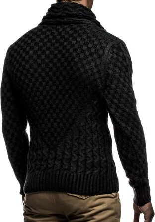 Чоловічий в'язаний светр Leif Nelson з коміром-шарфом / Якісний зимовий светр Regular Fit, ідеальний для повсякденного та ділового стилю, доступний у різних розмірах та кольорах (M, Чорний, Антрацит)
