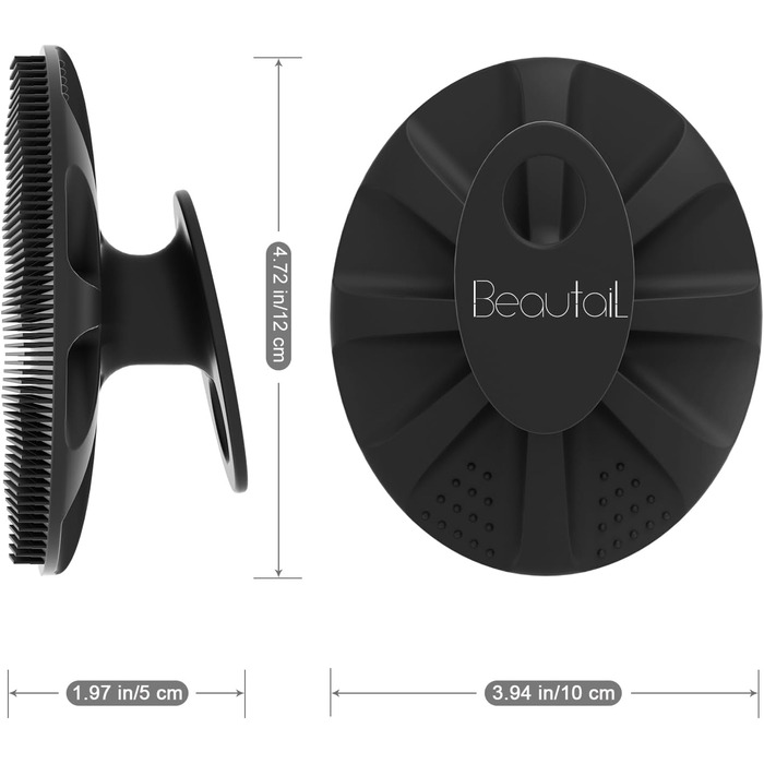 Силіконова щітка для тіла - скрабер для душу, м'які щетинки, для чутливої шкіри, чорний