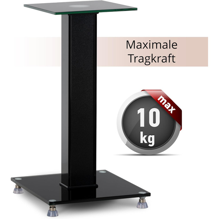 Підставка для колонок Pronomic SLS-282 BK (пара) - Стильний дизайн з 2 скляними пластинами, регульовані шпильки та гумові ніжки, приховане кабельне провідництво, вантажопідйомність 10 кг